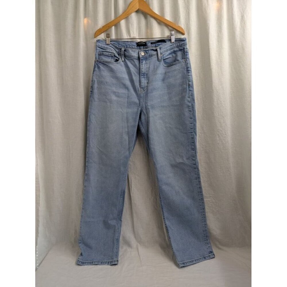 Banana Republic womens 33 long high-rise straight light wash jeans distressed I4